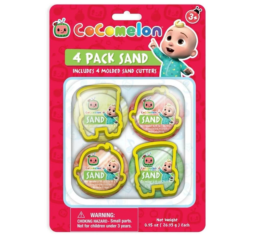 CoComelon 4 Pack Play Sand 4 Molded Sand Cutters Creative Toy Party Gift
